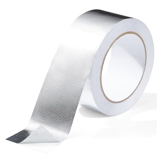 FIREWESS Aluminium Klebeband, Aluminiumband, Aluminiumfolie Hitzeschild Band, Silber Alu Klebeband, Glasfaser Hitzeschild Folienband für Schlauch und Auto Verwendung 50mm*20m