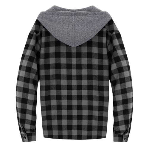 Clothes For Men Outfits Plaid Patchwork Hoodies Oversized Button Down Shirt Stylish Drawstring Jackets With Pockets2