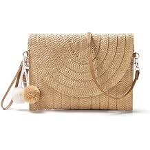 Sightor Straw Clutch Purse for Women Summer Beach Straw Handbag Vacation Woven Envelope Bag