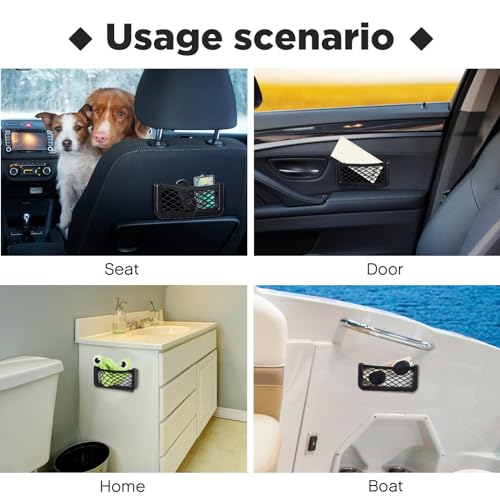 image for Frienda 2 Pcs ABS Plastic Frame Car Storage Net Bag Phone Car Mesh Net