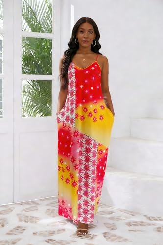 Image of vunahzma Womens Casual Fashion Sleeveless Plus Size Loose Long Sexy Maxi Dress with Pockets
