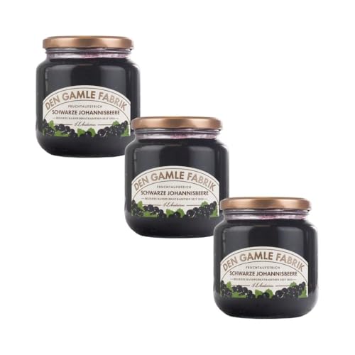 Den Gamle Fabrik schwarze Johannisbeermarmelade Dreierpack, 3x380g Gourmet Fruchtmarmelade