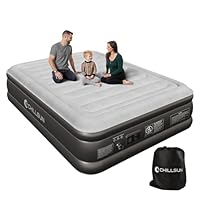CHILLSUN Luxury Inflatable Mattress, Air Bed Double/King with Built-in Electric Pump, King Size Blow Up Self Inflating Guest Airbed for Camping or Home Use, 203cm L x 152cm W x 46cm H