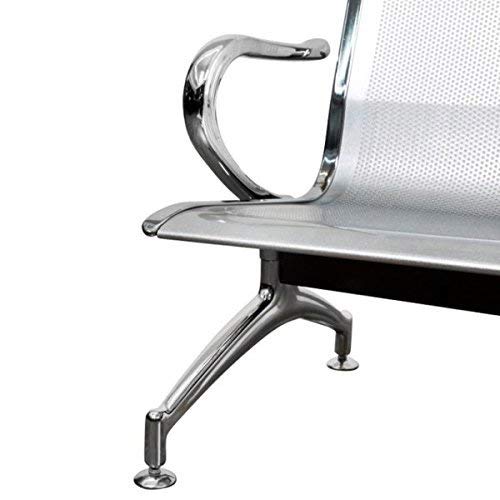 Image of Three Seater Waiting Area Chair, MS Chrome Finish, for Hospital Clinic Reception School University College Garden Public Places Tampels