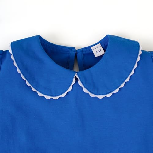 Image of 12M-14Y Toddler Baby Girls Peter Pan Collar Blouse Kids Girl Solid Color Puff Sleeve T-Shirts Casual Tee Tops