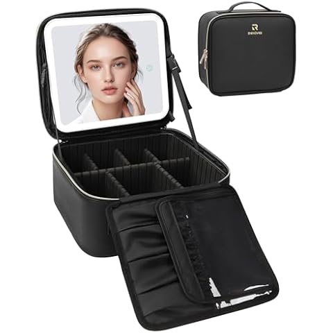 Relavel Makeup Bag with Light Up Mirror Cover