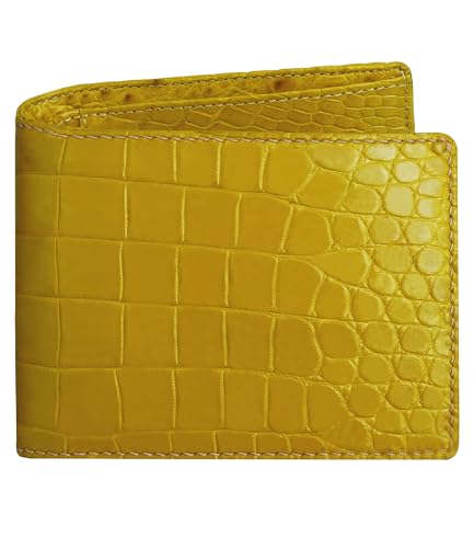 Image of HATA Men Leather Bifold Wallet RFID Blocking Front Pocket Exotic Billfold Handmade Gift For Birthday Wedding Anniversary Father's Day