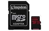 Kingston Digital SDCR/256GB Canvas React 256GB microSDXC Class 10 microSD Memory Card UHS-I 100MB/s R Flash Memory High Speed microSD Card with Adapter