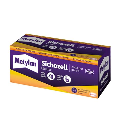 Metylan Sichozell Kleister, Adesivo per l'incollaggio di carta da parati, Adesivo in polvere per carta da parati e cartapesta, Colla per carta da parati senza conservanti, 1 Astuccio da 125 g