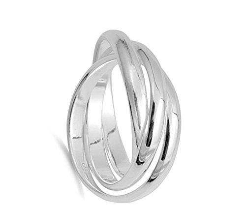 Triple 3mm Rolling Wedding Ring New .925 Sterling Silver Stacked Band Sizes 4-132