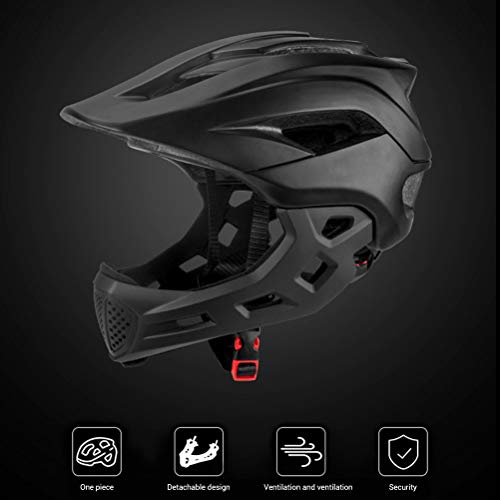 Casque Intégral pour Enfants, Casque Intégral BMX pour Jeunes Enfants, BMX Dirtbike Skateboard avec Mentonnière Détachable, Casques de Vélo Intégraux 2 en 1 pour Enfants Adolescents (Noir)