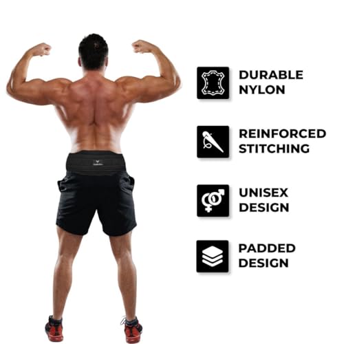 Dip Belt with Chain – Weighted Pull Up Belt, Dip Weight Belt, Weightlifting Belt for Pullups, Squats, and Dips, Belt Squat Attachment Ideal Weight Belt for Pullups, Weightlifting, and Gym Workouts (Black) - Image 4