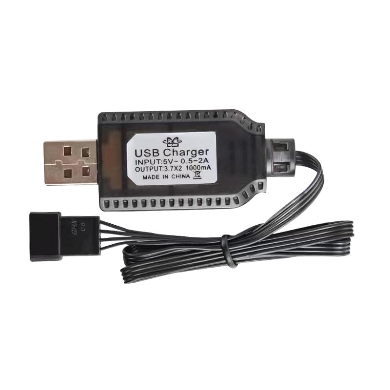 7.4V SM-4PIN Plug USB Lipo Charger Cable Plug Compatible RC Car RC Plane RC Tank RC Boat and Other Remote Control Toys for Universal with Battery Protection