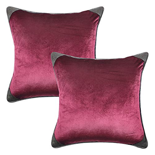 Image of Cazimo Velvet Cushion Covers for Bed, Sofa and Couch - 16 * 16 inches | Ideal for Living Room | Set of 2, Maroon