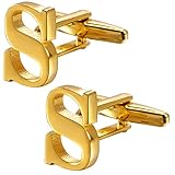 Gemelos A-Z para hombre, con letra inicial personalizada, en oro de 18 quilates, color plateado para bodas, negocios, fiestas y fiestas, Metal, no conocido,