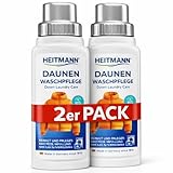 Heitmann Lavaggio in piumino: pulisce e nutre i tessuti con imbottitura in piuma, ideale per la pulizia delicata di giacche in piuma, cuscini in piuma, letti in piuma, 250 ml, confezione da 2 pezzi