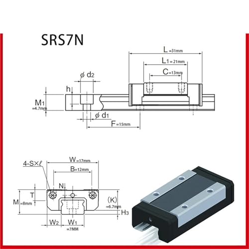 Guide linéaire SRS7 SRS7N patin de guidage miniature pour imprimante 3D - 2