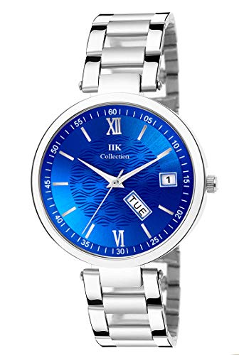 IIK COLLECTION Round Dial Stainless Steel Bracelet Chain Analogue Day & Date Functioning Watch for Women and Girls