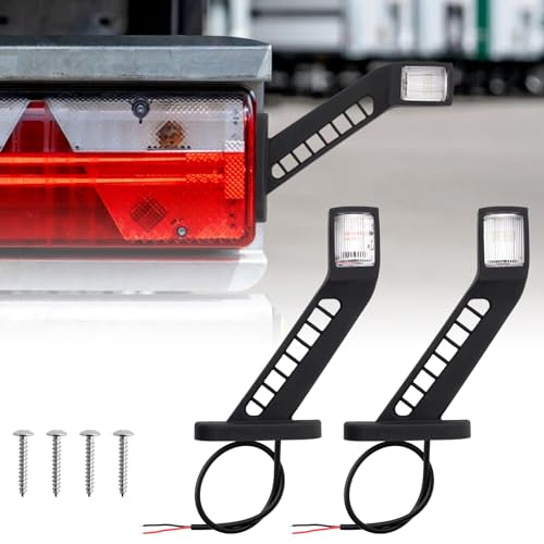 Justech LED Seitenmarkierungsleuchten 12-30V IP65 wasserdicht für LKW, Trailer, Wohnmobile | E-Mark Zulassung | 3-Farbige Beleuchtung | 6 LEDs pro Lampe | Mit Schrauben