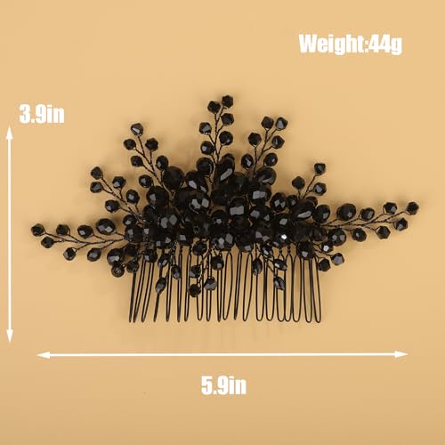 Peine elegante negro con pedrería para boda miniatura 4
