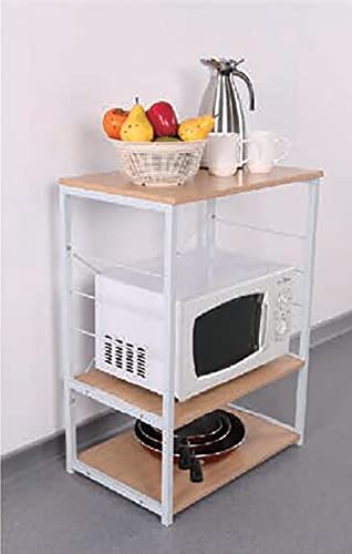 eSituro Eiken keuken Plank Vrijstaande Rekken Unit Metalen Lage rekken 3 lagen Opslag Organizer Chic Hout Planken Vloer… - Image 3