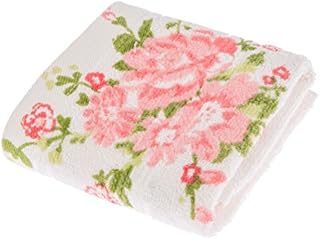 HOMESCAPES 100% Portuguese Cotton Cream Face Cloth Flannel Pink, Coral and Green Floral Pattern