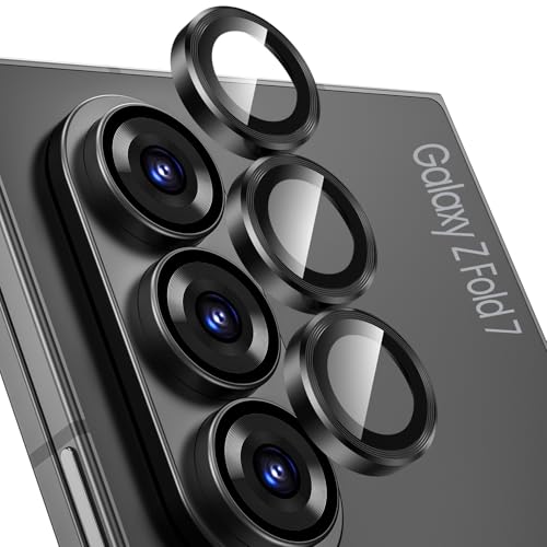 Tensea Camera Lens Protector Compatible for Samsung Galaxy Z Fold 7 9H Tempered Glass Camera Cover Screen Protector Metal Individual Ring Case FriendlyInstallation TrayMilitary Grade Protection