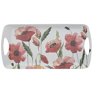Creative Tops “Watercolour Poppy” melamine dienblad met decoratieve opdruk, 38,5 x 20 cm (15″ x 8″) – wit/rood