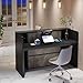 Tribesigns Reception Desk with LED Lights, 63 Inches Front Counter Desk for Checkout, Lobby, Salon, Retail, Modern Large Counter Table for Store Shop Clinic Office (Black&Gray)