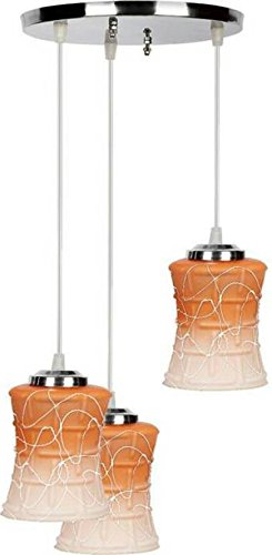 NMII Orange Color Curve Shape Pendant Ceiling Lamp Set of Three Lamp Hanging in One Fitting Colorful & Hand Decorative.