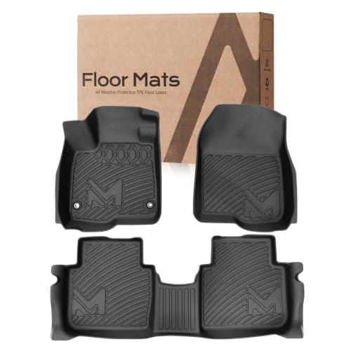 Image of Floor Mats & Floor Liners Custom for 2023-2026 Honda CR-V CRV (Include Hybrid), TPE Automotive All Weather Cover Protection Waterproof Black Front & Rear Row Full Set Car Mats, 3PCS