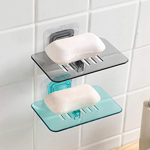 HOME CUBE 2 Pcs Adhesive Wall Mounted Soap Dish Case Holder for Bathroom Kitchen Sink - Random Color (IQ1L) (B094W38R4D) Amazon Price History, Amazon Price Tracker