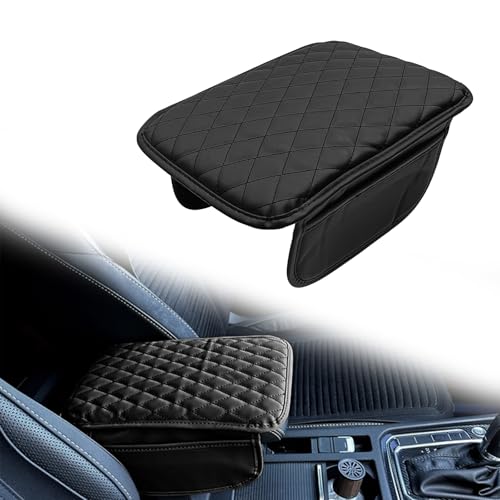 LTDCVTR Car Center Console Cover with 2 Storage, Upgraded Microfiber Leather Car Arm Rest Cover, Car Interior Accessories Universal Armrest Cover for Car Storage Box for Sedan(Black)