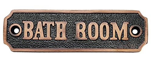 Adonai Hardware Türschild "Bathroom", Messing, zweifarbig, antikes Kupfer Cover