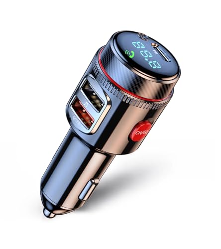 LIHAN Bluetooth 5.4 Car FM Transmitter, Wireless AUX Adapter with USB-C PD 30W & QC3.0 18W Dual Fast Charging, HiFi Bass EQ, CVC Hands-Free Calls, Siri/Google Assistant, 12V/24V Cars/Trucks/Vans