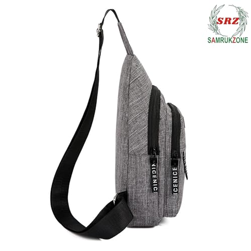 Image of SAMRUKZONE SRZ Crossbody Sling Bag for Men, Women, Water Resistant, Oxford Material, 4 Pockets, Earphone Hole