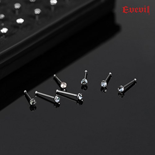Evevil 60Pcs Small Nose Studs Stainless Steel Cz Nose Piercing Jewelry Tiny Bone Studs For Women Men Hypoallergenic (1.5-2Mm,Clear Cz,22G) #TOP5