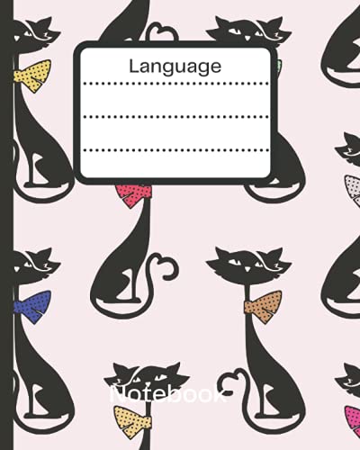 Language Notebook College ruled: Lined notebook 8x10 | Cute Cat Design | Subject notebooks