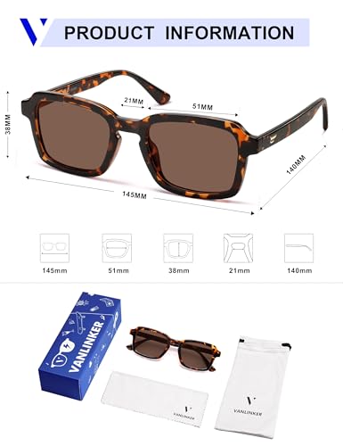 Image of VANLINKER Polarized Trendy Square Sunglasses for Women Men 2026 Retro Chic Cute Shades VL9849