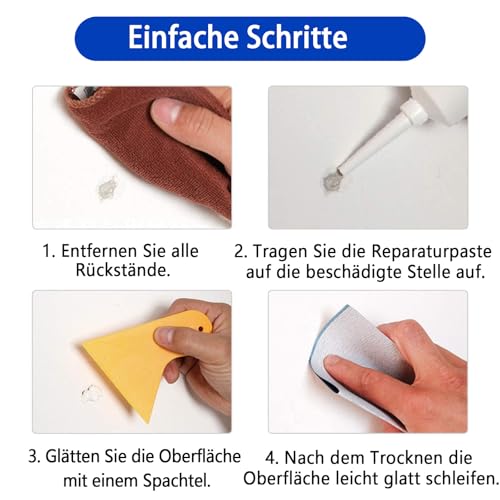 SEISSO 500g Spachtelmasse Weiß Innen,Wandreparatur Creme,Wandausbesserungs Paste,Grosse Kapazität Trockenbauflicken Reparaturset mit Schaber,Wandlochfüller,Schnell für die Reparatur von Rissen(500g)