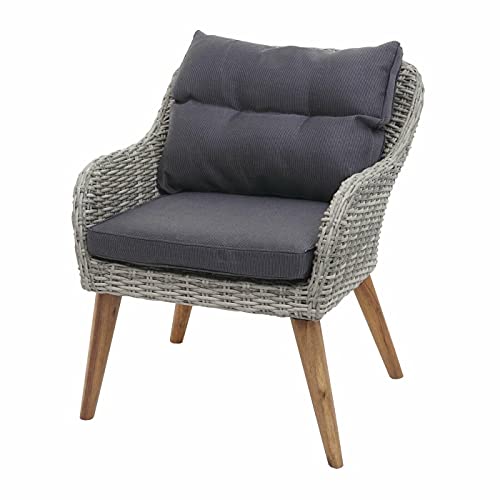 BJYX gartenlounge Gartengarnitur, Lounge-Set, Akazie halbrundes Poly-Rattan Spun Poly – Bild 4