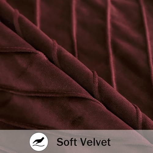 Image of Velvet Throw Pillow Covers 26x26 inch Pack of 2 Gold Decor Burgundy