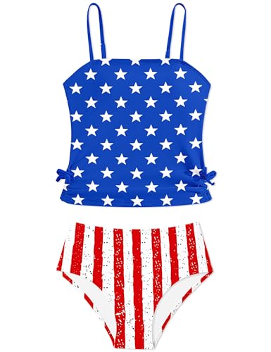 Image of Girls Tankini Swimsuits Two Piece Bathing Suit Drawstring Swimwear Set for Girls 7-18 Years