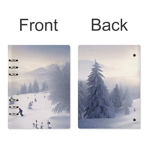 Cuaderno A5 de hojas sueltas Winter Skiing recargable con cubierta duradera 3