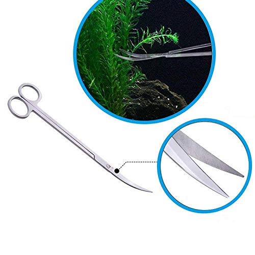 Image of Venus Aqua Aquarium Maintenance Tools Kit - Stainless Steel 8 Inch Bend Scissors for Live Plants & Grass, Aquarium Pruning Tools, Fish Tank Care, Plant Trimming, and Aquascaping