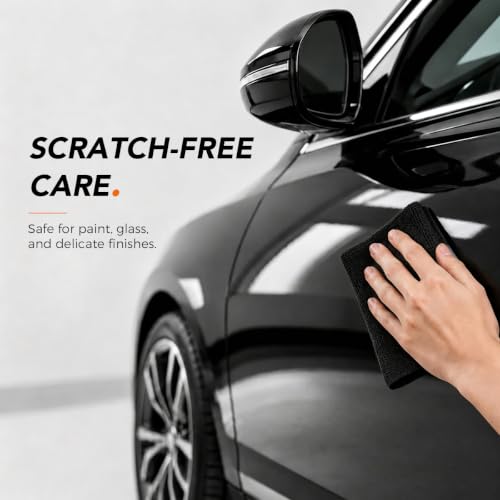 Image of UNIMADE Microfiber Cleaning Cloth, 150 Pack Microfiber Towels for Cars | Reusable Paper Towels Lint Free Shop Rags with Box for Home Kitchen Automotive, 11 inchx 9 inch, Grey & Orange & Black