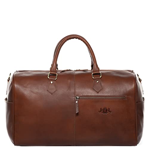 Sac de voyage cuir véritable SID & VAIN, grand fourre-tout 40 cm avec bandoulière amovible
