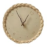 Toyvian Pastoral Style Rattan Wanduhr Geräuschlos Umweltfreundlich Kreative Flechtoptik Natürliche Holzmaterialien Dekorative Wohnzimmer Schlafzimmeruhr Elegante Runde Hausuhr