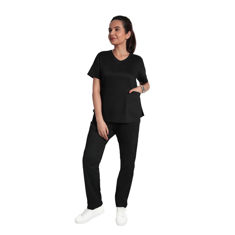ScrubStory Womens 2-Pocket Classic Fit Scrub Top, V-Neck | Stain and Water Repellant | Scrubs for Doctors Female, Nurse, Lab, OT Professionals (XL, Kohl Black) (B0D2GZZX9J) Amazon Price History, Amazon Price Tracker