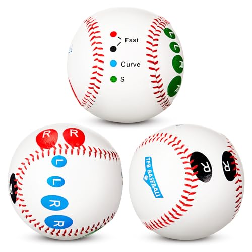 RoundFunny 3 Pcs Training Baseball with Finger Placement Markers Baseball Training Equipment for Teenagers Beginners to Learn Multiple Grips